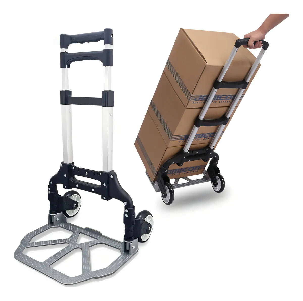 Carrito de carga plegable y extensible multifuncional con cuerda de amarre