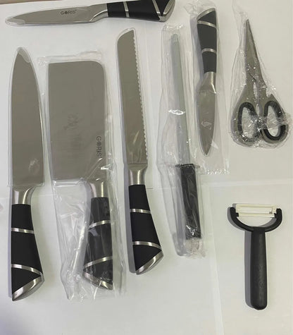 Juego de cuchillos profesionales con base giratoria y accesorios de cocina