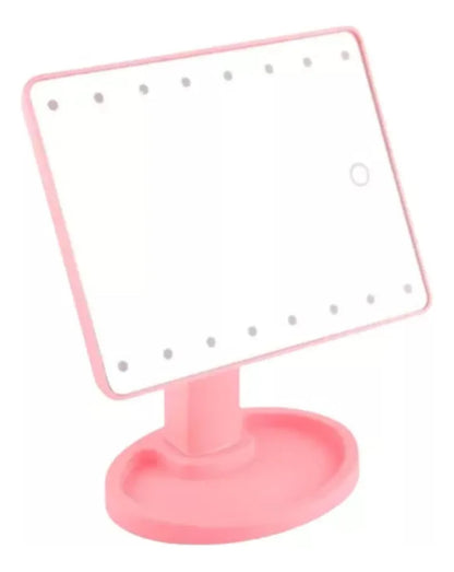 Espejo de maquillaje con luz LED y base ajustable