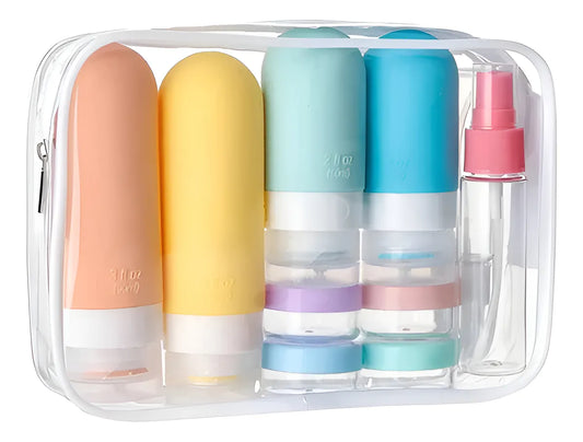 Kit de botellas y envases de viaje con accesorios completos