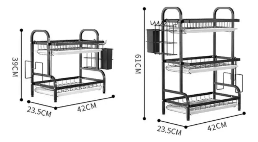 Escurridor de Platos de 3 Niveles Multifuncional – Acero Anticorrosivo