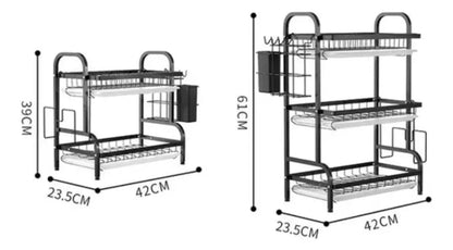 Escurridor de Platos de 3 Niveles Multifuncional – Acero Anticorrosivo