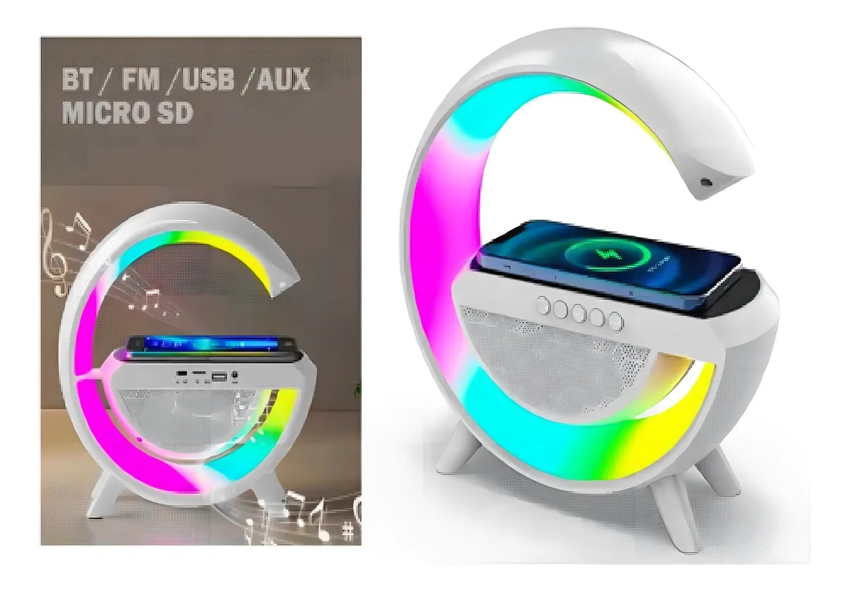 Lámpara LED multifuncional con bocina Bluetooth y cargador inalámbrico
