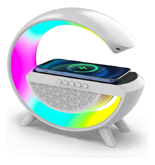 Lámpara LED multifuncional con bocina Bluetooth y cargador inalámbrico