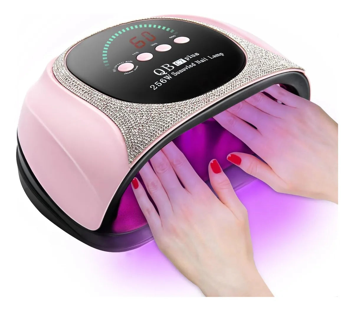 Lampara de uñas fucsia con brillos