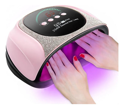 Lampara de uñas fucsia con brillos
