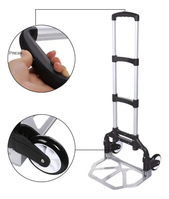 Carrito de carga plegable y extensible multifuncional con cuerda de amarre