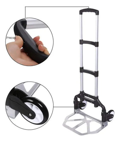 Carrito de carga plegable y extensible multifuncional con cuerda de amarre