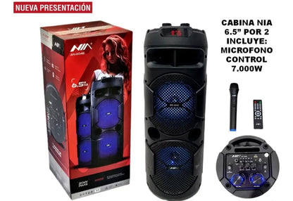 Parlante portátil NIA AN-2028 con luces LED, micrófono y control remoto