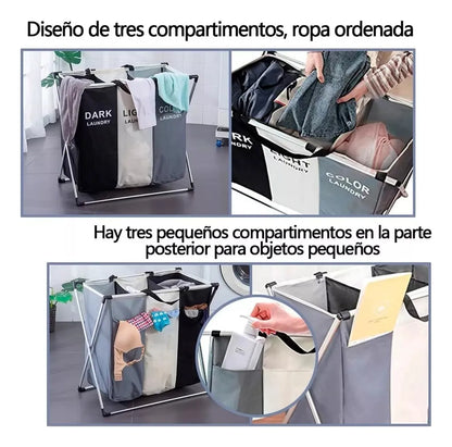 Cesta Para Ropa Canasto 3 Divisiones Plegable