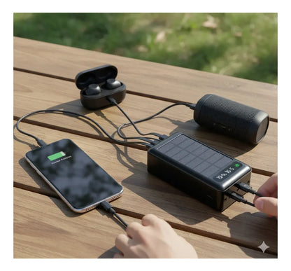 Power Bank Solar 10000 MAH con Cables Integrados
