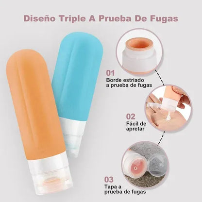 Kit de botellas y envases de viaje con accesorios completos