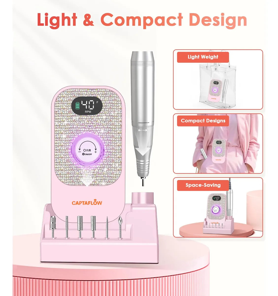 Pulidor de Uñas Portátil Eléctrico Recargable