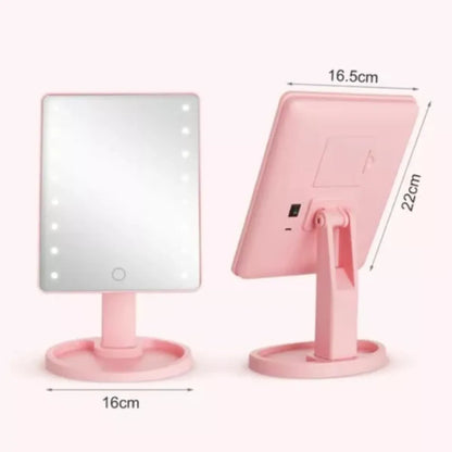 Espejo de maquillaje con luz LED y base ajustable
