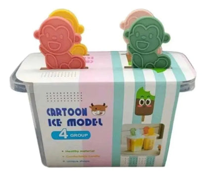Molde para paletas con tapa y palitos en forma de monitos