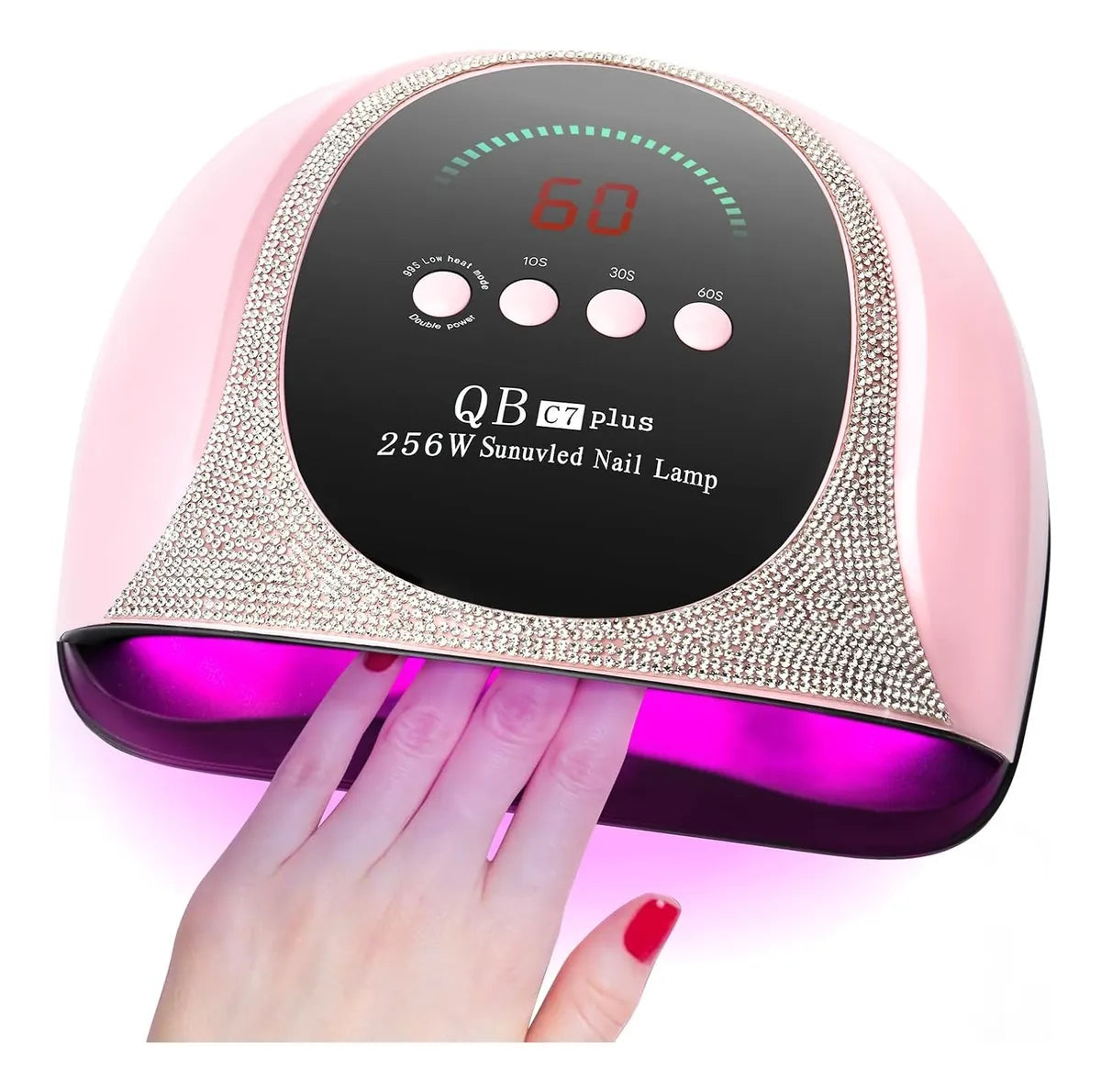 Lampara de uñas fucsia con brillos