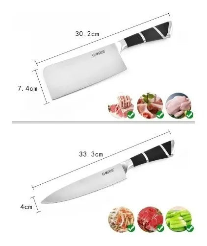 Juego de cuchillos profesionales con base giratoria y accesorios de cocina