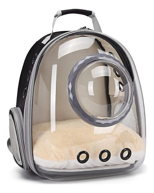 Maleta transparente para mascotas con cápsula tipo astronauta