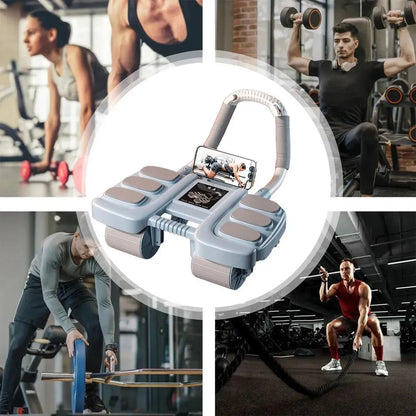 Equipo de entrenamiento abdominal multifuncional con ruedas y soporte