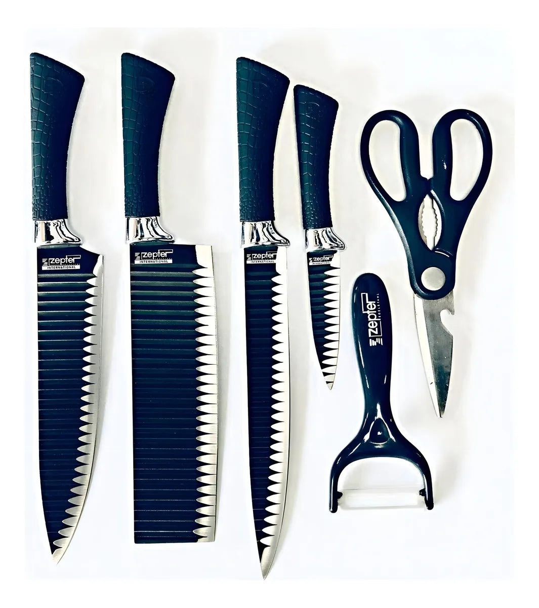 Set de cuchillos con accesorios de cocina