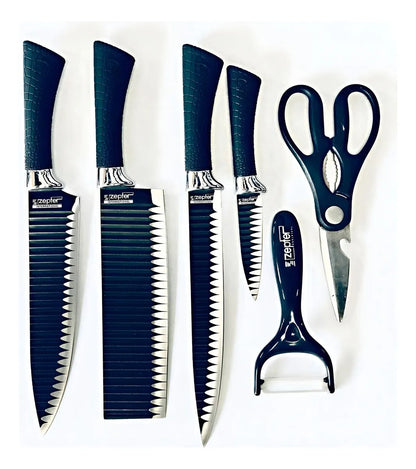 Set de cuchillos con accesorios de cocina