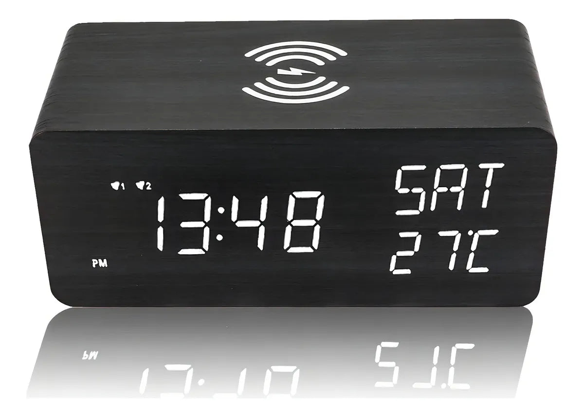 Reloj Despertador Digital con Cargador Inalámbrico