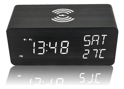 Reloj Despertador Digital con Cargador Inalámbrico