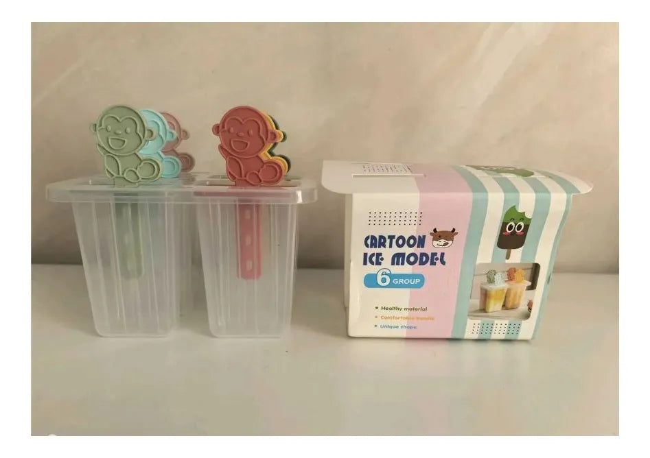 Molde para paletas con tapa y palitos en forma de monitos