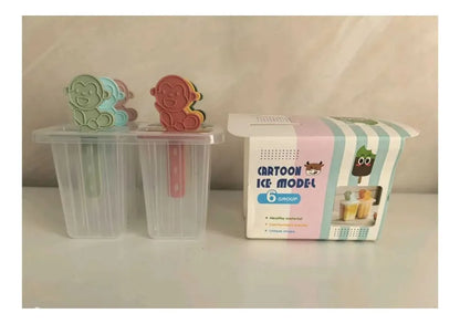 Molde para paletas con tapa y palitos en forma de monitos