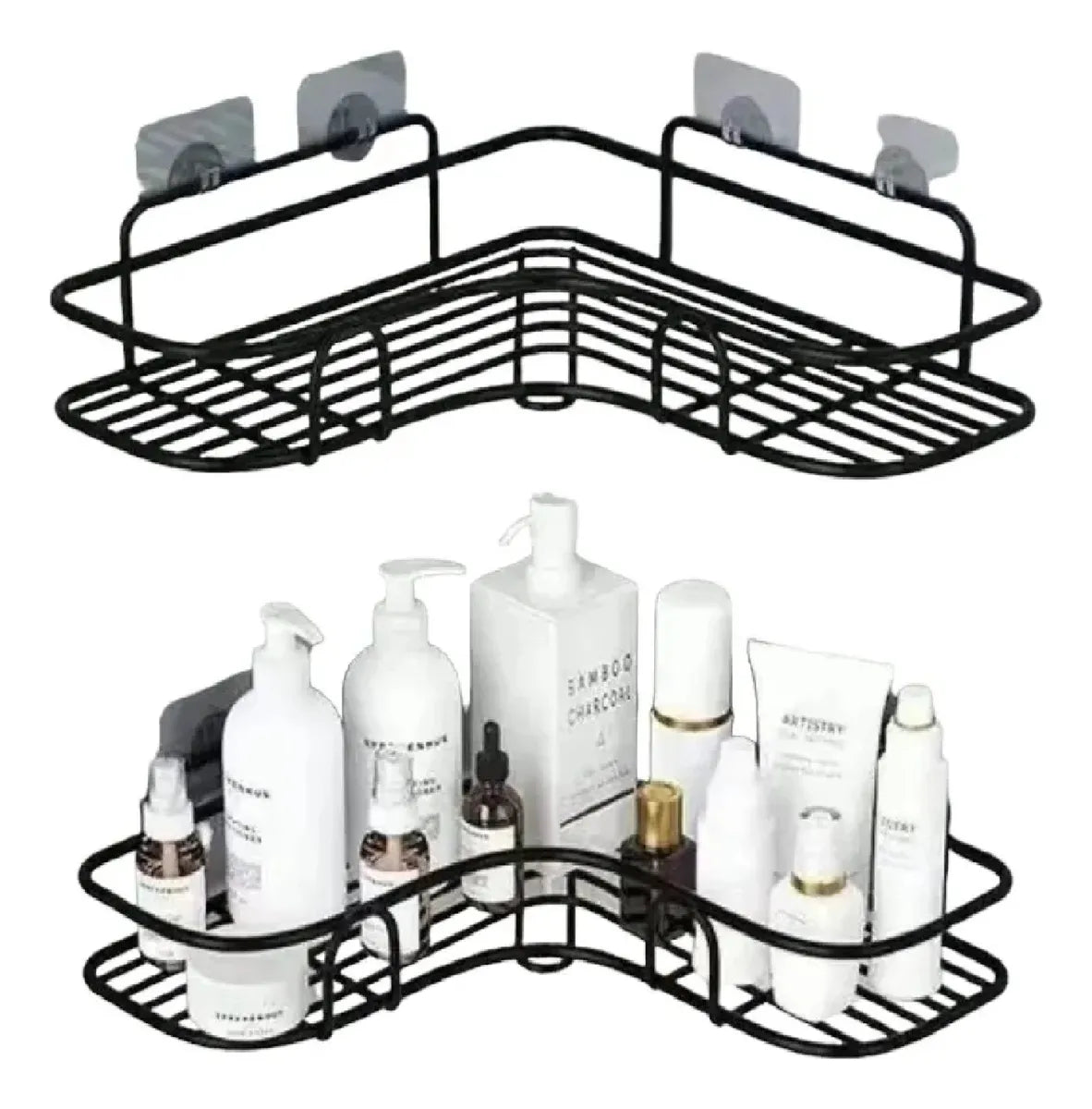 Estante esquinero metálico de baño