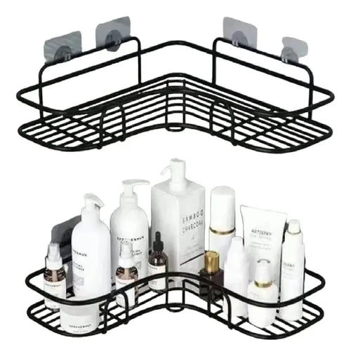 Estante esquinero metálico de baño