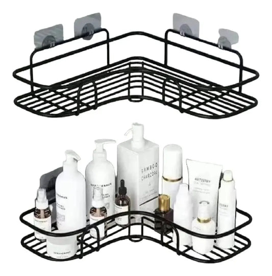 Estante esquinero metálico de baño
