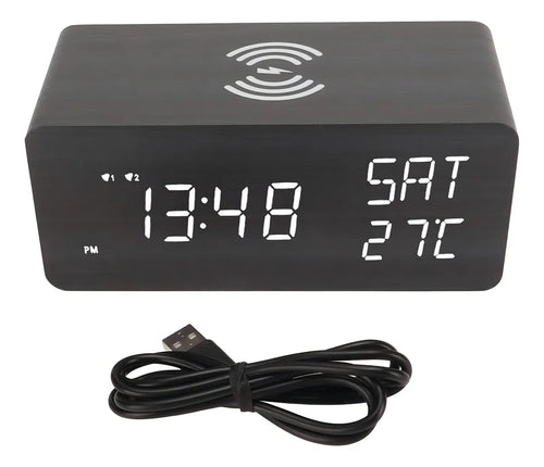 Reloj Despertador Digital con Cargador Inalámbrico