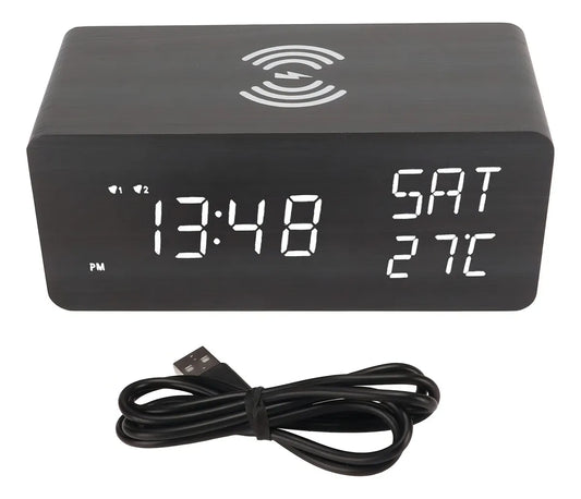Reloj Despertador Digital con Cargador Inalámbrico