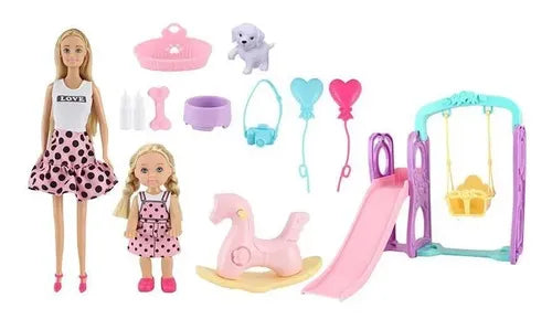 Muñeca con bebe parque de diversiones
