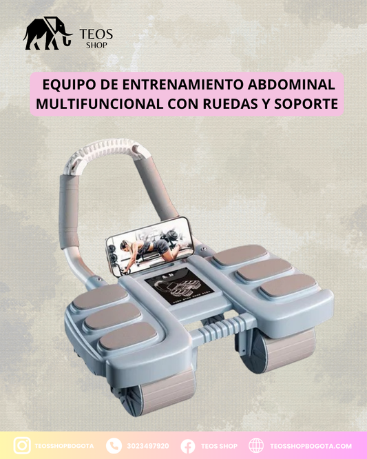 Equipo de entrenamiento abdominal multifuncional con ruedas y soporte