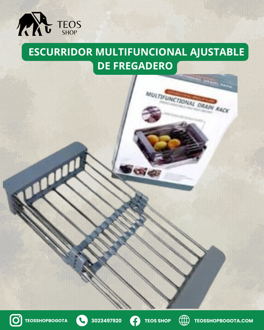 Escurridor multifuncional ajustable de fregadero
