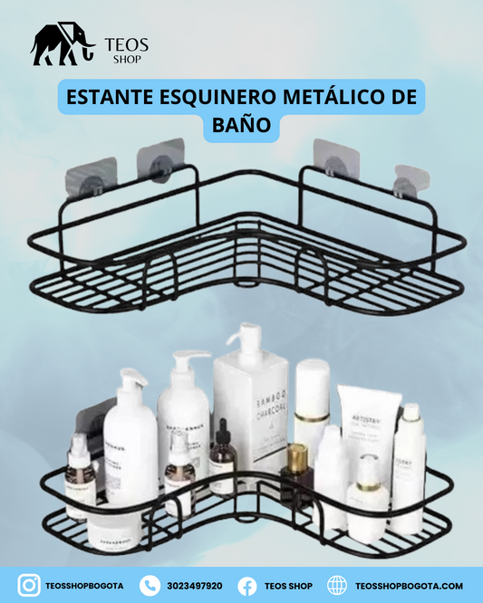 Estante esquinero metálico de baño