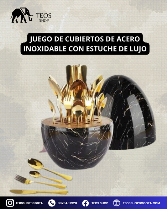 Juego de Cubiertos de Acero Inoxidable con Estuche de Lujo