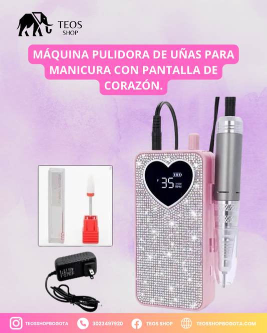 Máquina Pulidora de Uñas para Manicura con Pantalla de Corazón.