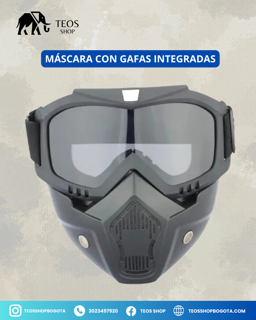 Máscara con gafas integradas