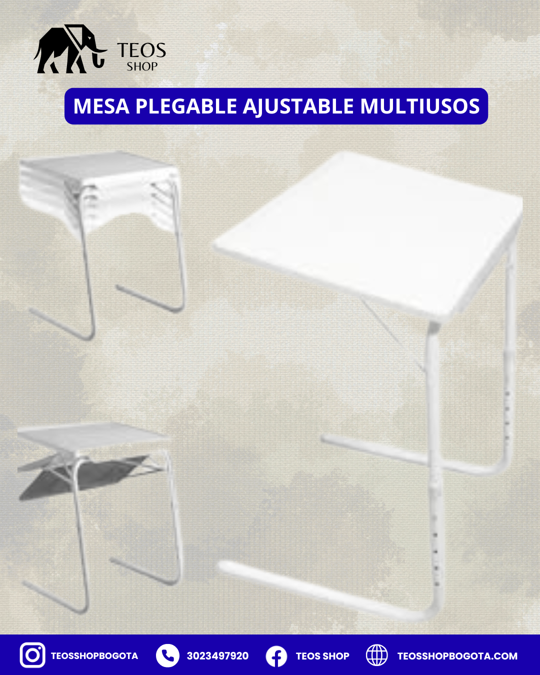 Mesa plegable ajustable multiusos