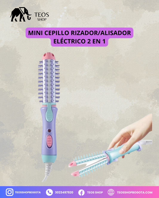 Mini Cepillo rizador/alisador eléctrico 2 en 1