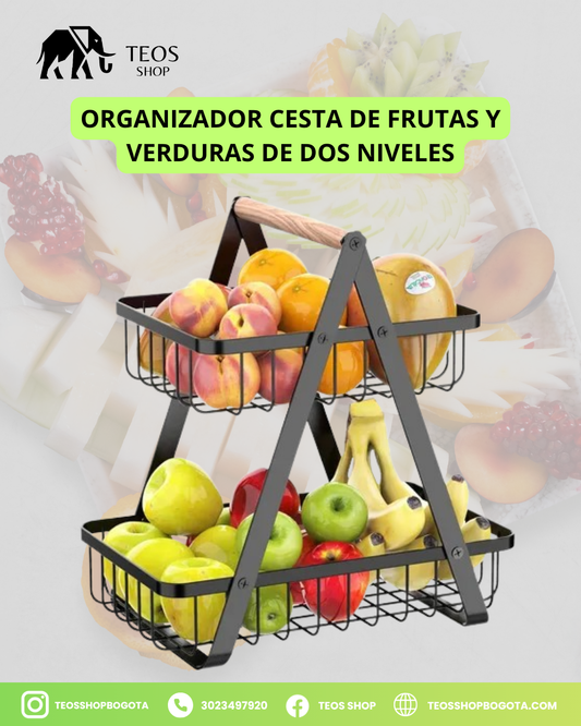 Organizador Cesta de Frutas y Verduras de Dos Niveles