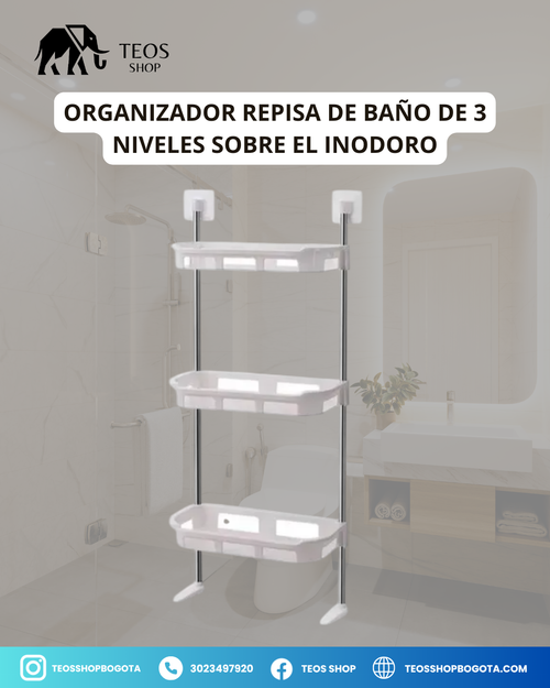 Organizador repisa de baño de 3 niveles sobre el inodoro
