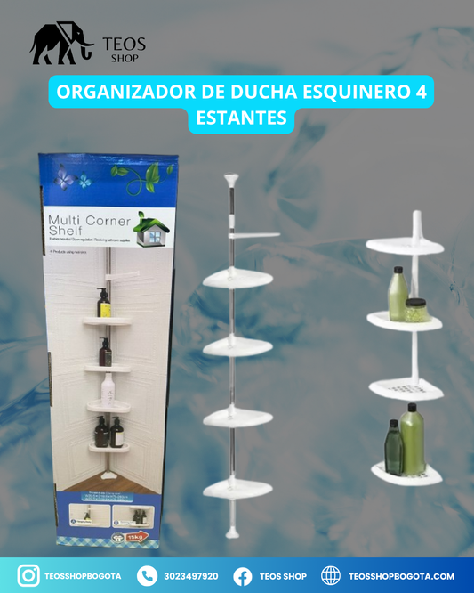 Organizador de Ducha Esquinero 4 Estantes