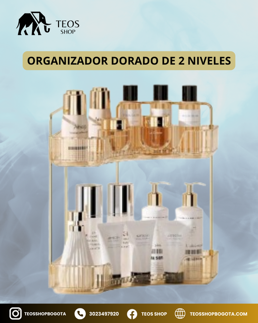 Organizador dorado de 2 niveles