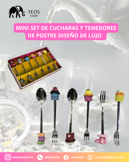 Mini set de cucharas y tenedores de postre con diseño de lujo
