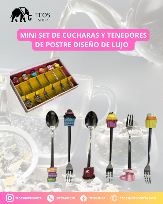 Mini set de cucharas y tenedores de postre con diseño de lujo