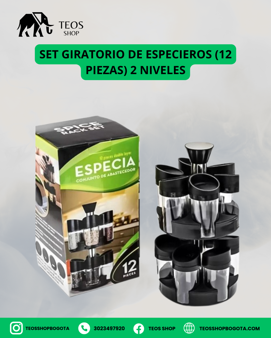 Set giratorio de especieros (12 piezas) 2 niveles
